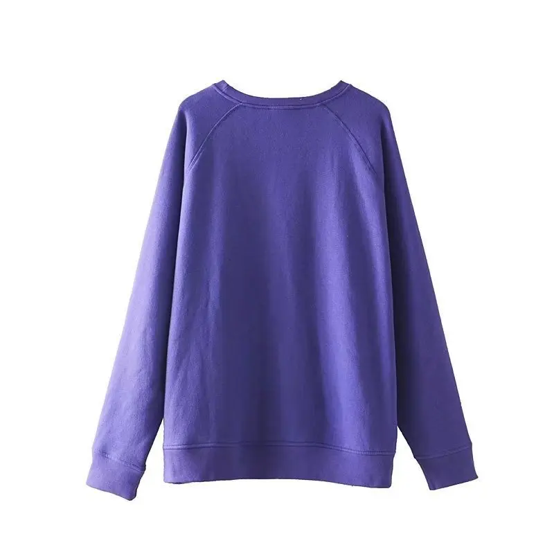 2018 Весенняя Новинка женский фиолетовый Свободный пуловер в Корейском стиле с