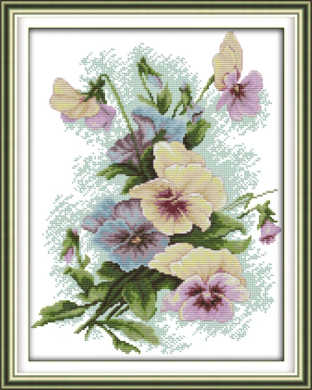 

Pansy (2) cross stitch kit flower 14ct printed fabric canvas stitching embroidery DIY handmade needlework