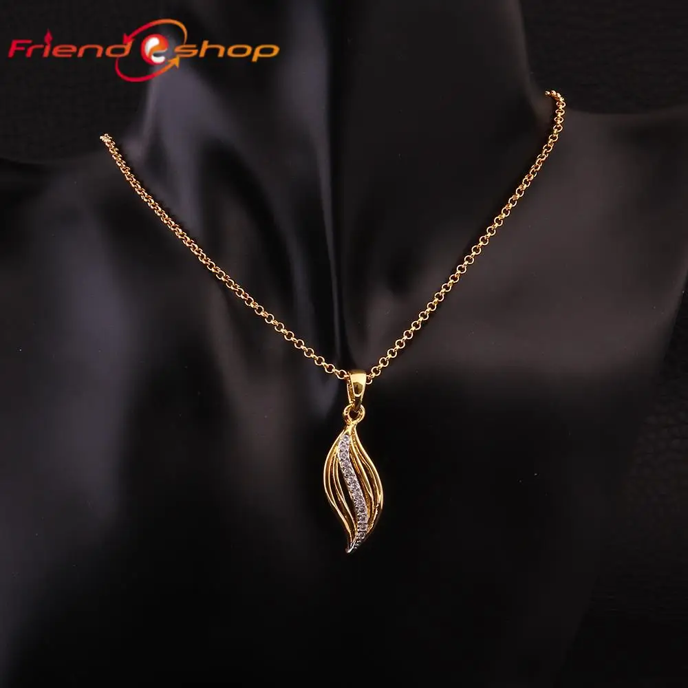 KN005 (2 цветов) 24 К Желтое Золото/Розовое Золото Ожерелье Капли Воды В Форме Зубец