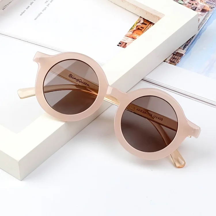 Винтажные круглые очки детские очки Oculos de sol очки для мальчиков и девочек винтажные Oculos de sol UA400 Оттенки для детей