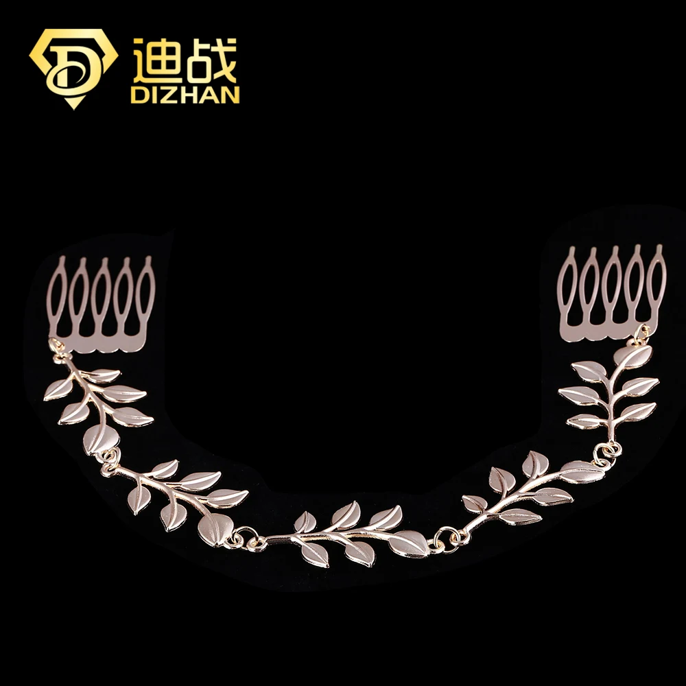 Модный золотой цвет двухсторонний гребень для волос в виде листьев заколки