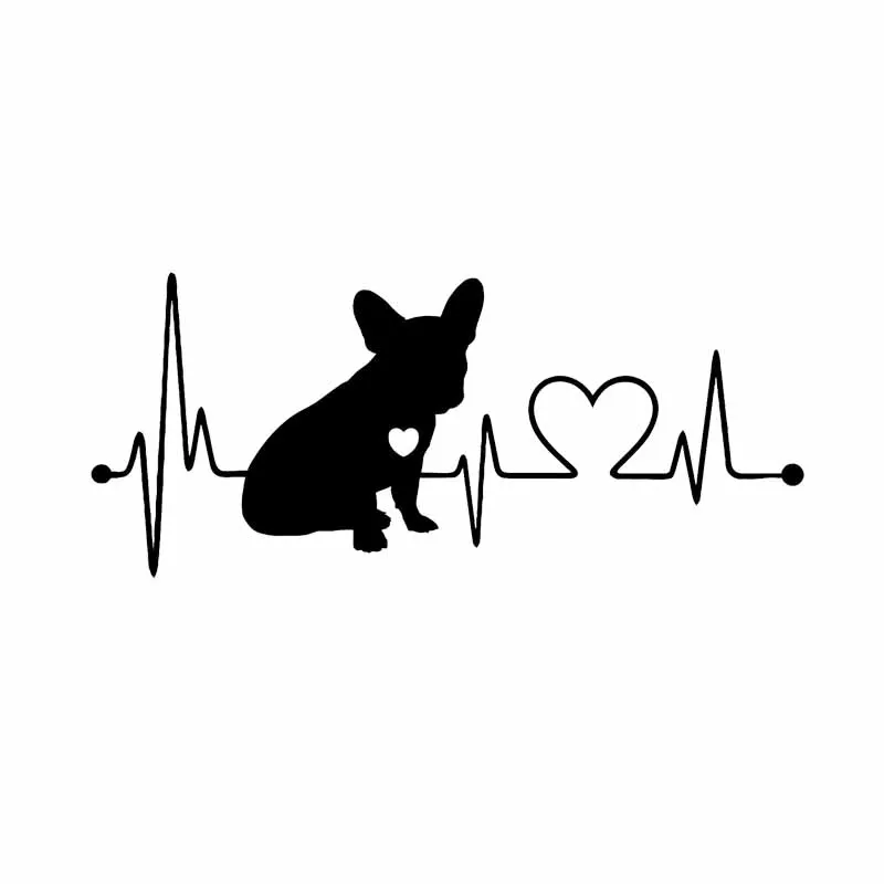 Наклейка на окно 18*7 7 см Французский бульдог Heartbeat бампер наклейка забавная s и