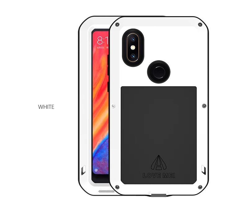 Белый Love Mei брендовый чехол для Xiaomi Mi Mix 2S металлический противоударный чехол для телефона для Xiaomi Mi Mix 2S полный корпус анти-падение прочный защитный чехол - Цвет: Белый