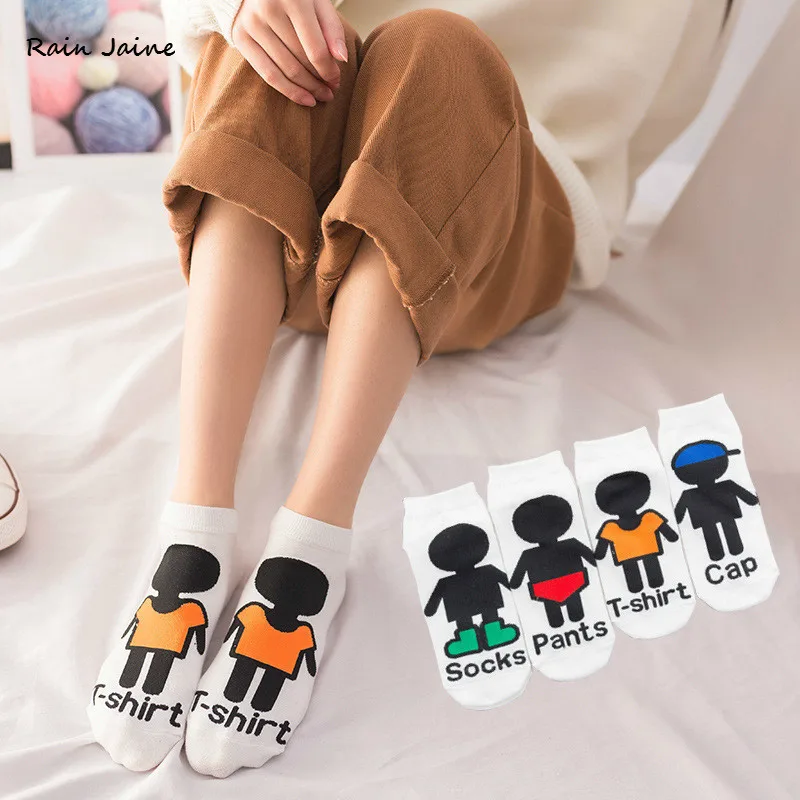 Женские короткие носки в стиле Харадзюку Calcetines Mujer Повседневные хлопковые Calzini