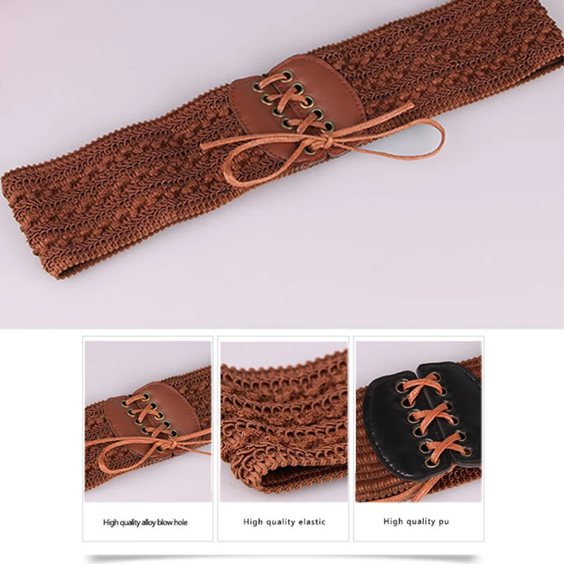 

Fashion Women Cummerbunds Lace Elastic Wide Stretch Waistband Girls Sweet Waist Belt Dress Accessories