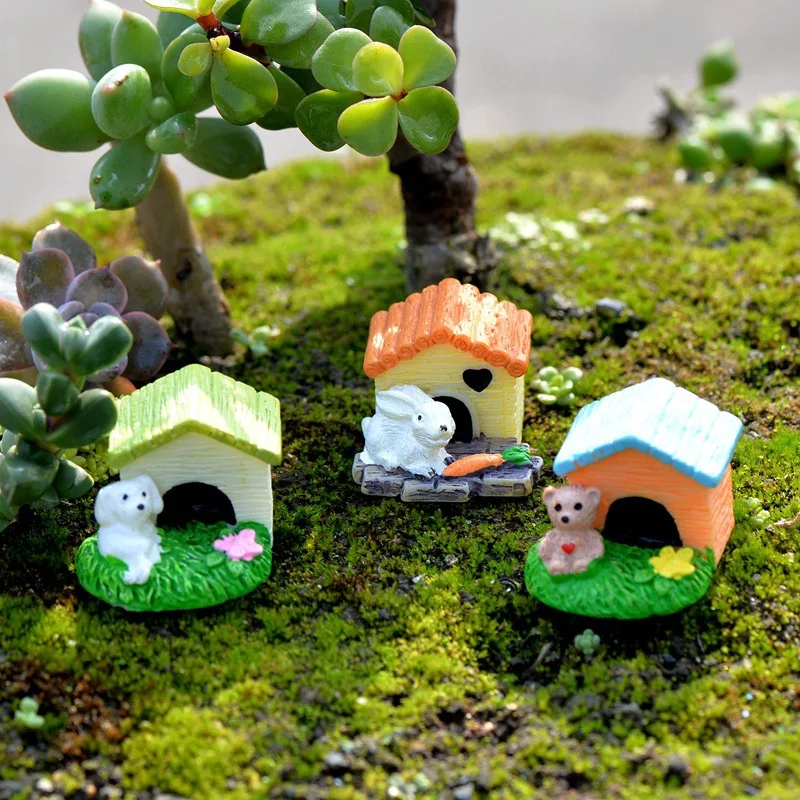 1 шт животных собака кошка кролик дом DIY Смола Сказочный Сад ремесло украшения