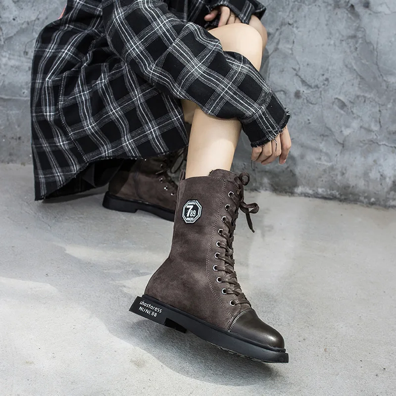 Size35-40; женские мотоциклетные ботинки на толстой подошве; коллекция года; сезон осень-зима; Модные Ботинки martin с круглым носком; женская обувь