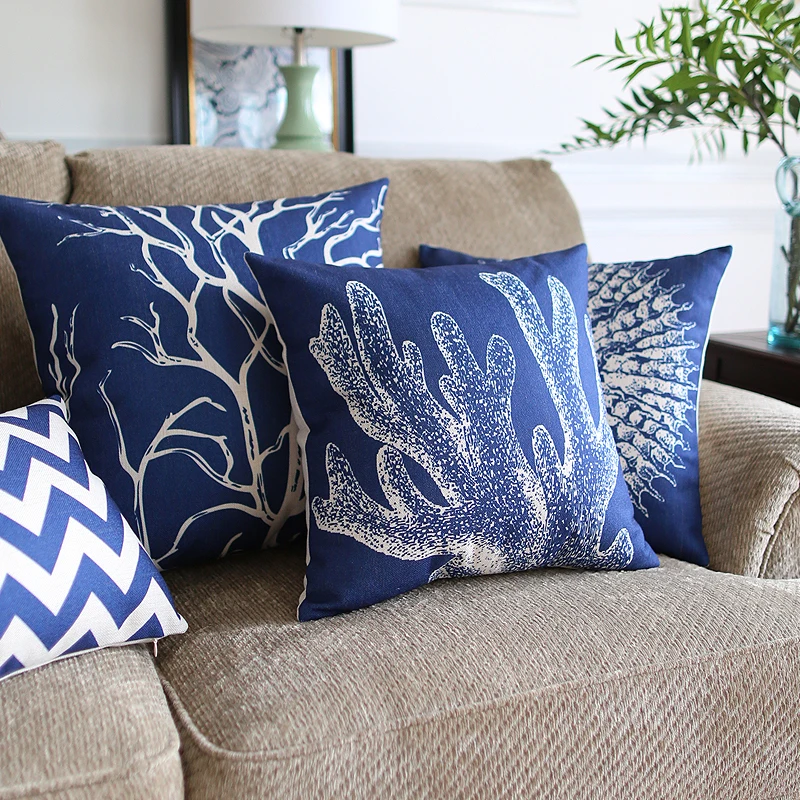 Прямая поставка синяя наволочка с шевроном морская звезда подушка Обложка