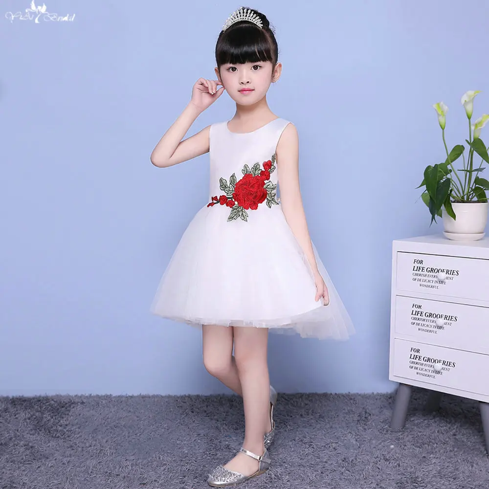 LZC008 Бальные платья для девочек платье с цветочным узором атласное цветочной