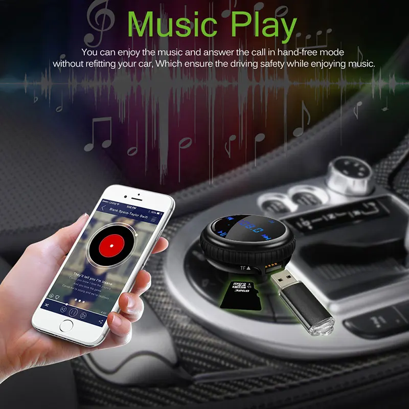 Onever Bluetooth Car Kit Music Player FM Transmitter Modulator GPS Finder Locator 2.1A Dual USB Charger Support TF Card | Автомобили и