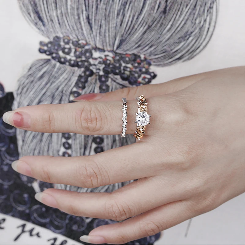 Набор колец с кристаллами Креативные Свадебные Кольца из циркона женское