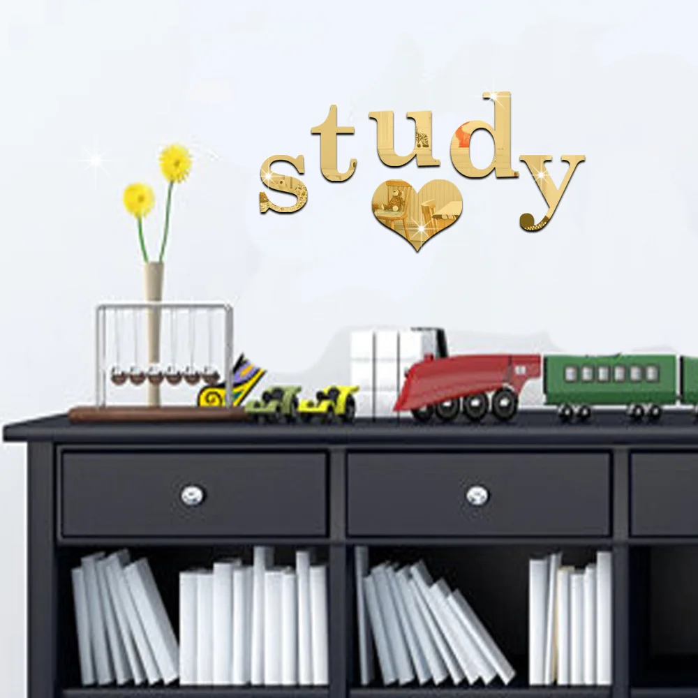 Креативная акриловая декоративная наклейка с алфавитом на чехол 26 дюймов|mirror wall