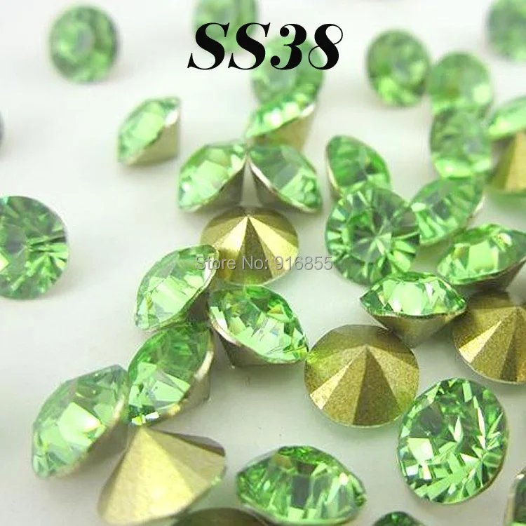 

Free shipping New SS38(8-8.2mm) Light green 720pcs/lot Resin rhinestones Pointback,Resin Pointback rhinestones DIY decoration