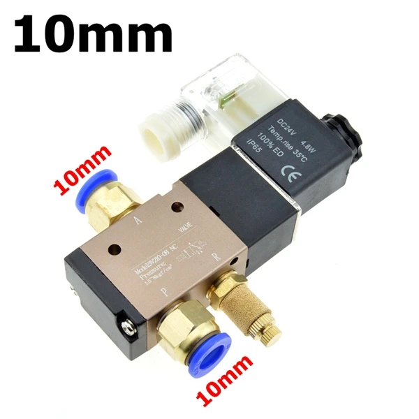 10mm-Adjust 3 способа Порты и разъёмы 2 Позиции 12V 24V 220V Пневматический электромагнитный клапан электрический Управление газовый электромагнитный клапан 10 мм 6 мм 8 мм соединение шланга - Цвет: 10mm-Adjust