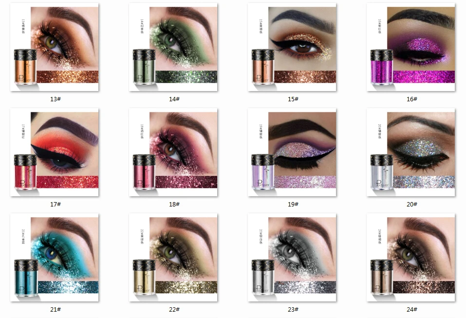 Pudaier Professional Glitter Shimmer Powder Pigment Eyeshadow Highlighter Beauty Makeup Shiny Body Glow Festival Party Cosmetic