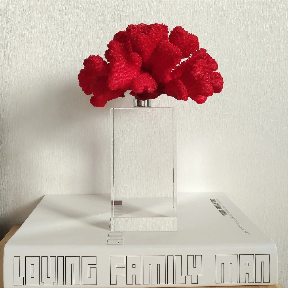 Красно коралловый стиль со столешницей украшение для дома хрустальные поделки