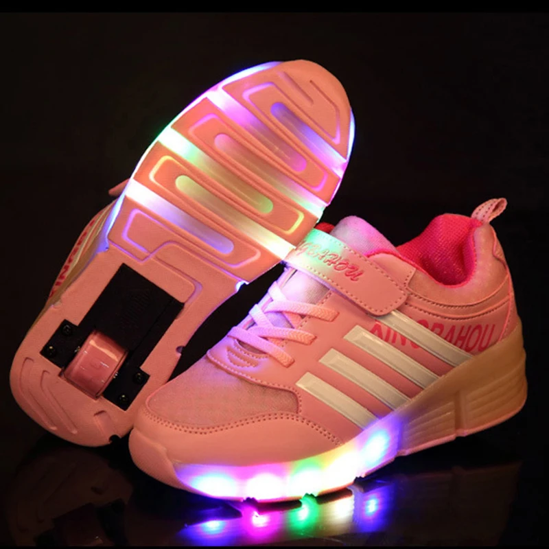 Casual Kids Roller Skate Shoes Children Light up Glowing Girls Boys Sneakers with Wheels men Summer Style tenis infantil | Детская