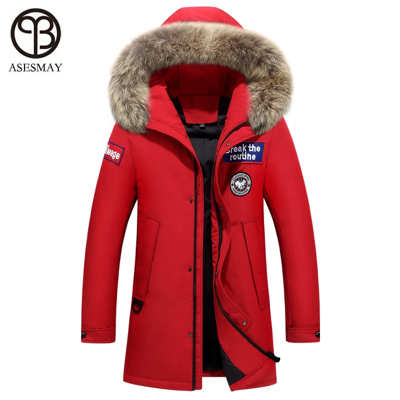 Asesmay 2019 модная зимняя куртка для мужчин парка с капюшоном толстые длинные куртки