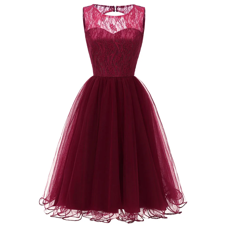 Burgundy Dressv бургундское коктейльное платье дешево совок шеи без рукавов линия платье на выпускной вечер элегантное модное коктейльное платье - Цвет: Burgundy
