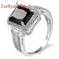 classic aaaa fire square black onyx cubic zirconia silver rings wedding rings for women party holiday christmas gifts