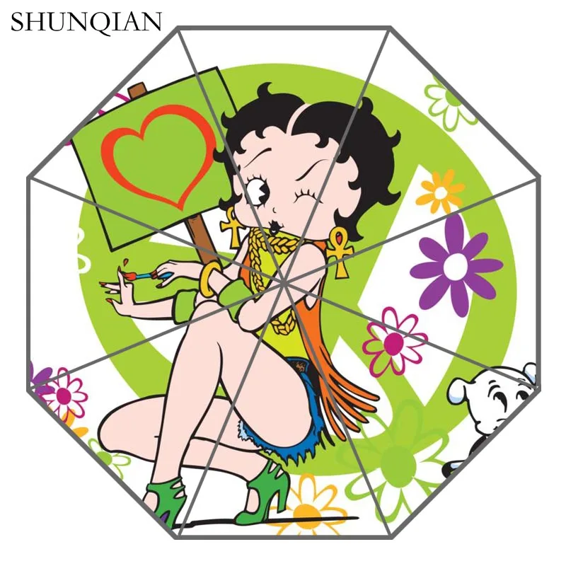 13 P# Betty Boop 02 зонт с индивидуальным принтом складной зонт от солнца и дождя для путешествий, не автоматический декоративный Высококачественный зонтик - Цвет: 13
