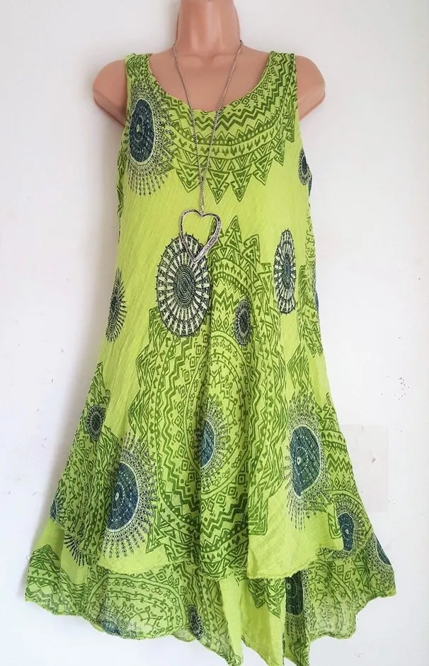 sexy dress Двойной Два Многослойный Слой Подол Платье Юбка Покроя Трапеция A Линия Каскад Оборки Винтаж Ретро Принт Больше Плюс Сайз Платье Для Женщина 4xl 5xl Сарафан Пляжное Платье Без Рукавов Платье Повседневный - Цвет: sexy dress