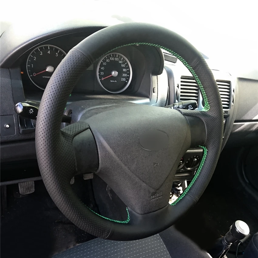 DIY черный микро волоконный кожаный чехол рулевого колеса автомобиля для Kia Rio Rio5 2006-2009 hyundai Accent 2006-2011 Getz 2005-2011