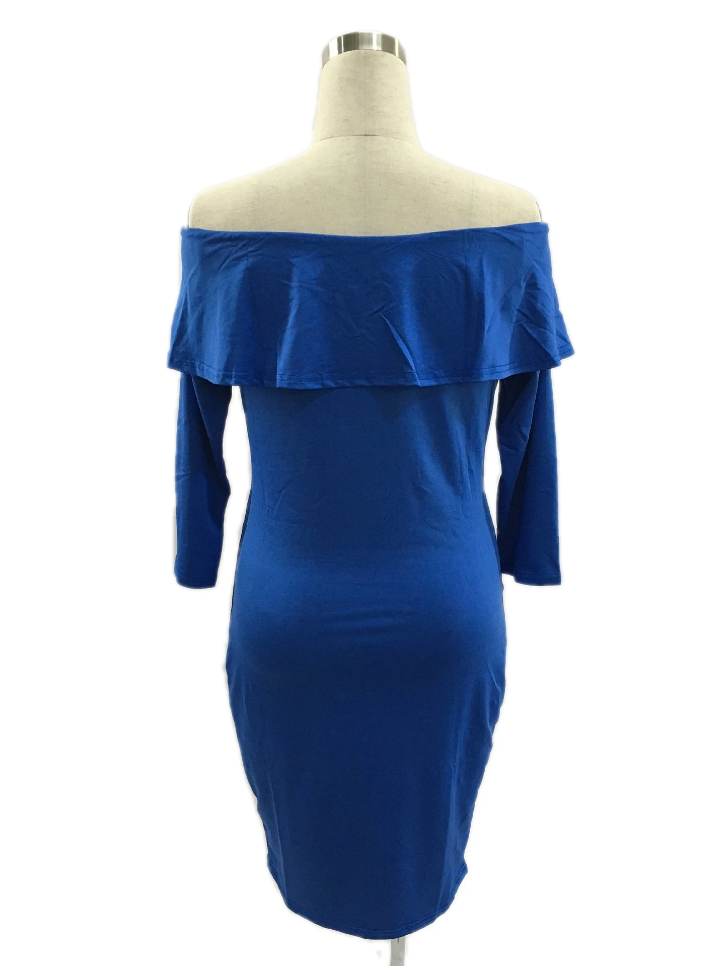 Плюс Размеры с открытыми плечами платье Синие пикантные Slash Средства ухода за