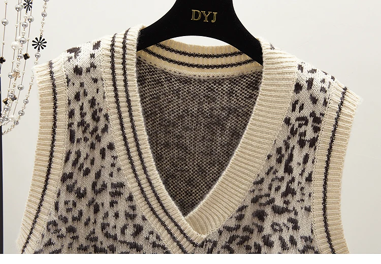 Женский винтажный жилет с леопардовым принтом короткая трикотажная безрукавка