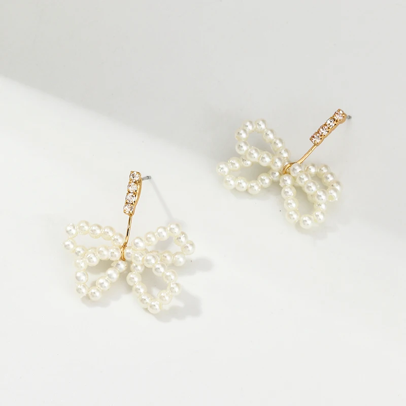 8 сезонов новые модные серьги-гвоздики из золотого металла с бантиком и