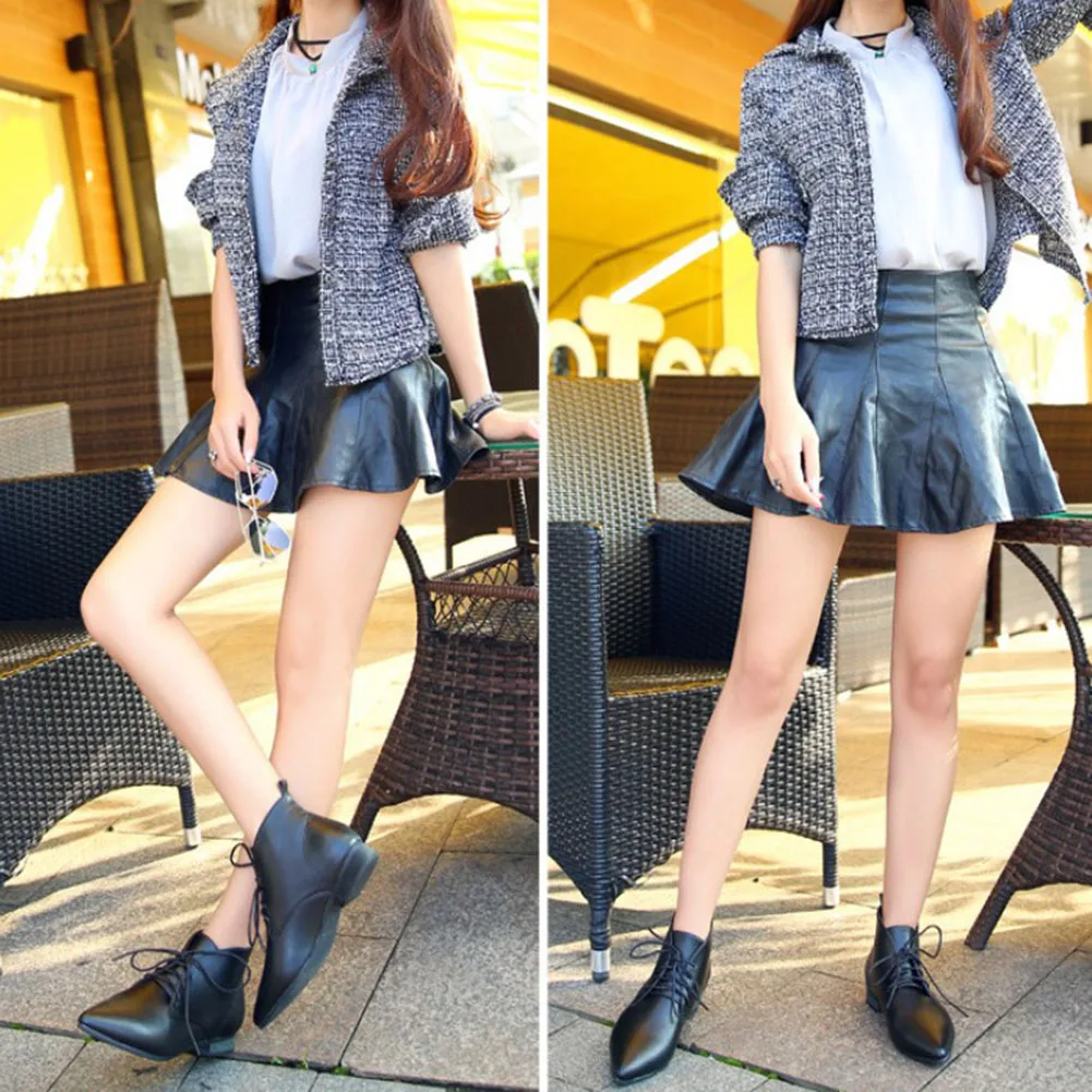 Модные женские ботинки наивысшего качества из искусственной кожи Брендовая