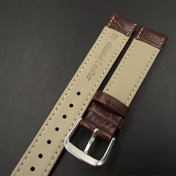 Wholesale 50pcs/Lot 12mm 14mm 16mm 18mm 19mm 20mm 22mm 24mm Genuine Cow Leather Watch Band Watch Straps Black White Brown