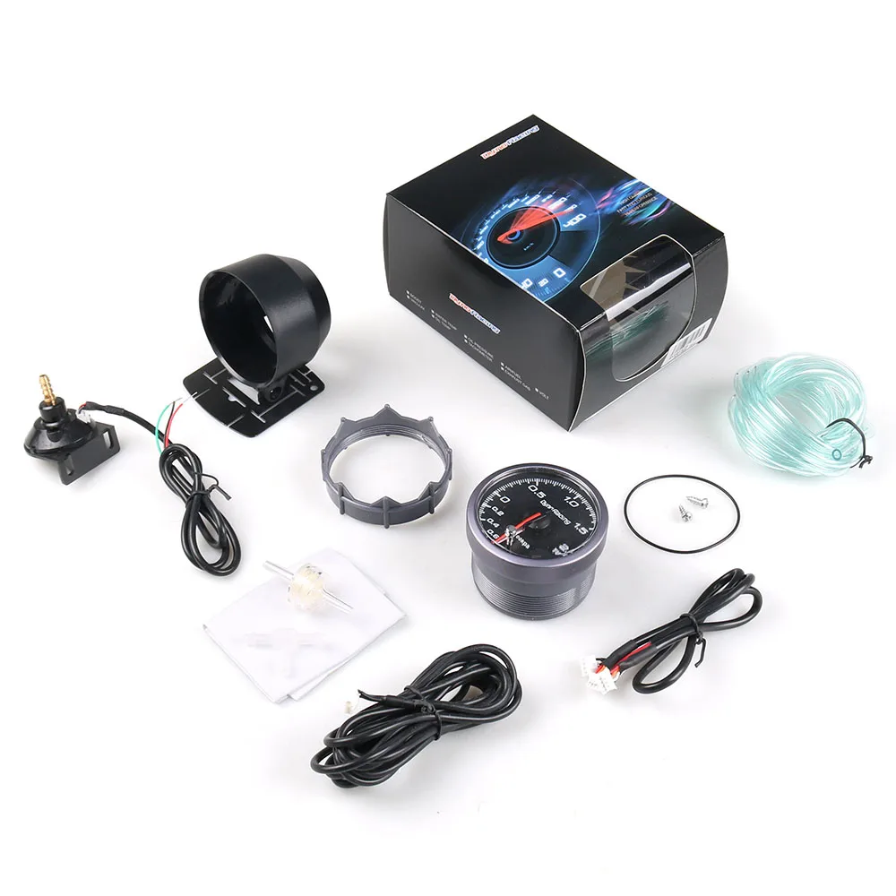 Dynoracing 60 мм черный лицо Калибр turbo boost Янтарный/белой подсветкой 0-200 КПА с пиком Функция автомобиля метр BX101478