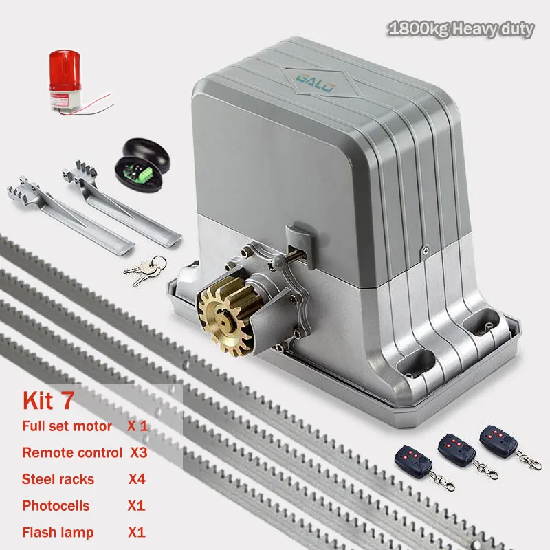 kit 7 1800KGS автоматические раздвижные ворота оператора AC220V/110 V мотор как доводчик двери ворота двигателя(датчик, кнопка, лампа, опционально - Цвет: kit 7