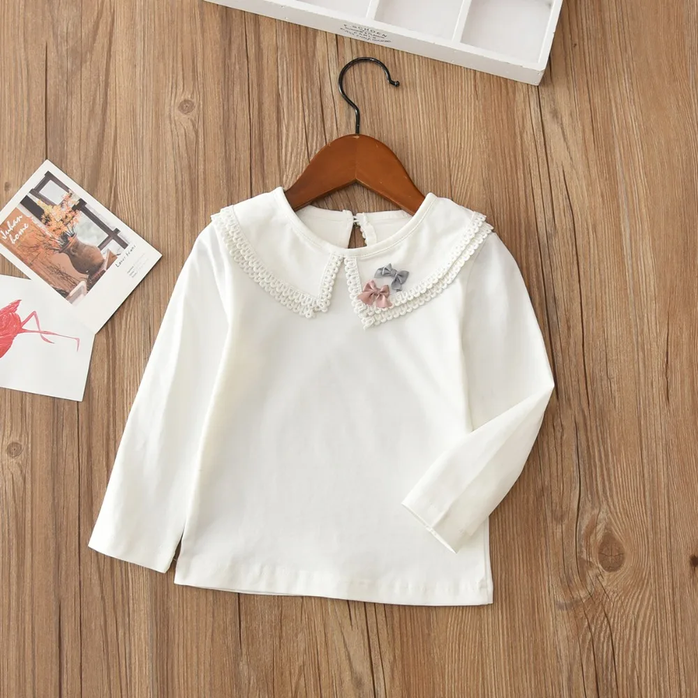 Базовая Блузка для девочек хлопковая детская одежда футболка с длинными