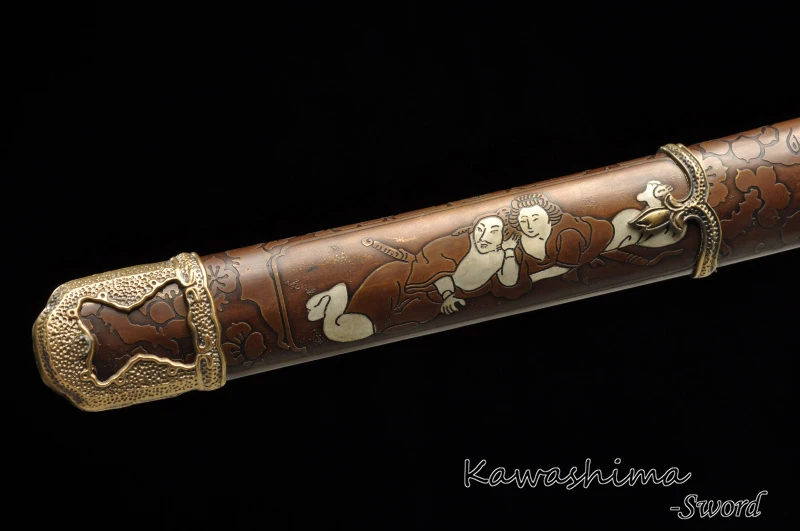 

Kawashima Steel Handmade T10 Blade WWII Type 98 Gunto Japanese Officer Katana Sword Iron Saya With Pattern