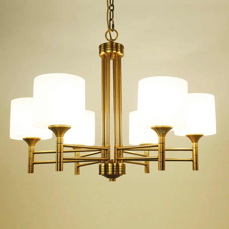 Creative Copper Chandelier retro personality 8 arm glass lampshade Luxury Suspendsion light Fixtures E14 lamp white AC220V 110V | Лампы и