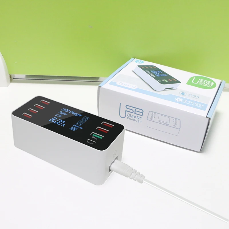 Быстрое зарядное устройство Leebote QC 3 0 с несколькими USB портами и дисплеем для