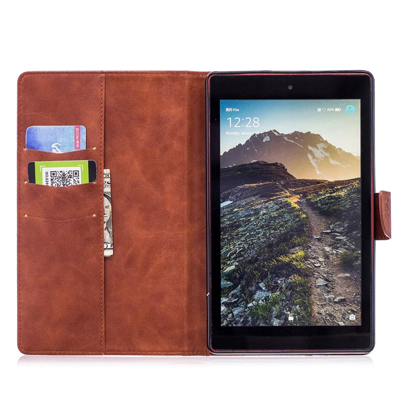 Cut Cartoon Flip Stand Cover For Amazon Kindle Fire HD8 2017 2016 8.0 inch Tablet Case Leather Funda Coque Panda Shell+Film+pen |