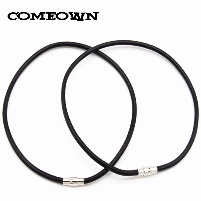 COMEOWN (12&quot-30&quot) 10Pcs/lot 4mm Black Genuine Leather Cord Necklace with Magnetic Clasps DIY Jewelry Findings | Украшения и
