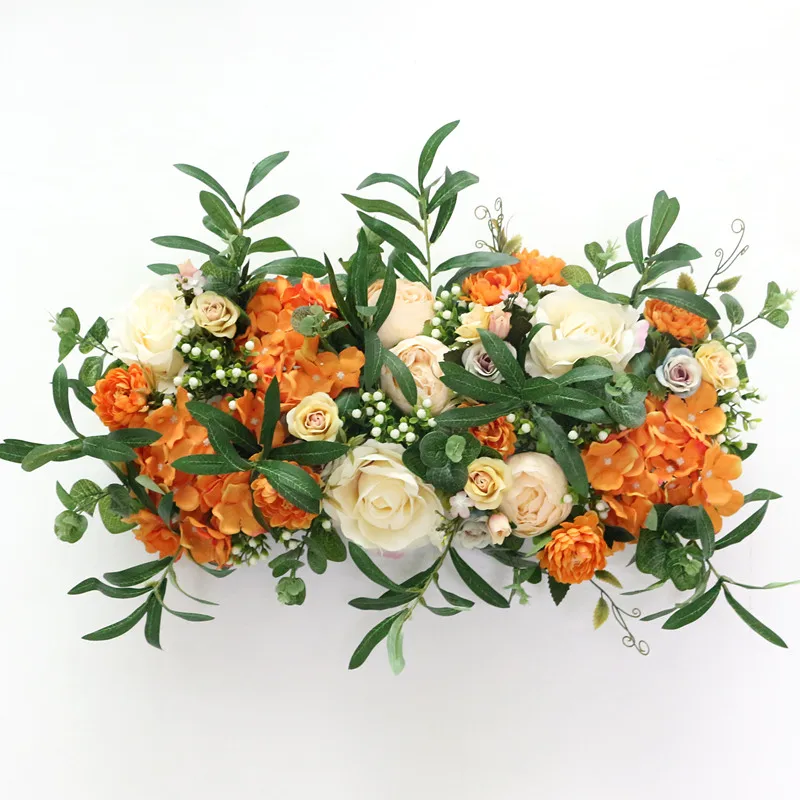 Orange JAROWN искусственная Роза Гортензия пион ряд цветов DIY Свадебная вечеринка Декор сцена на фотографии сценические эффекты украшения Флорес - Цвет: Orange