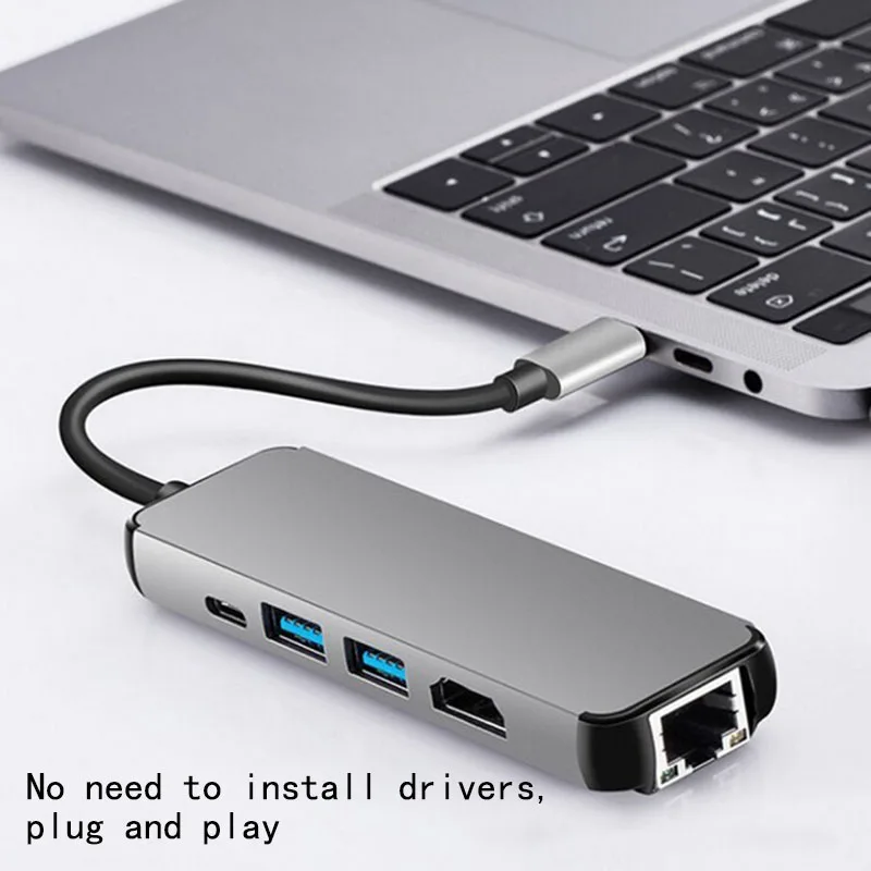 USB C док-станция для ноутбука USB 3,0 HDMI RJ45 Gigabit PD Fealushon для MacBook samsung Galaxy S9/S8/S8+ type C usb-хаб