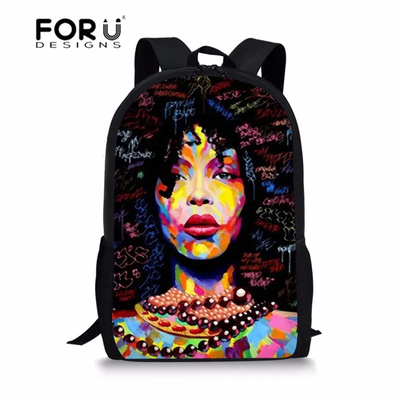Школьные ранцы FORUDESIGNS для девочек черный художественный рюкзак подростков с