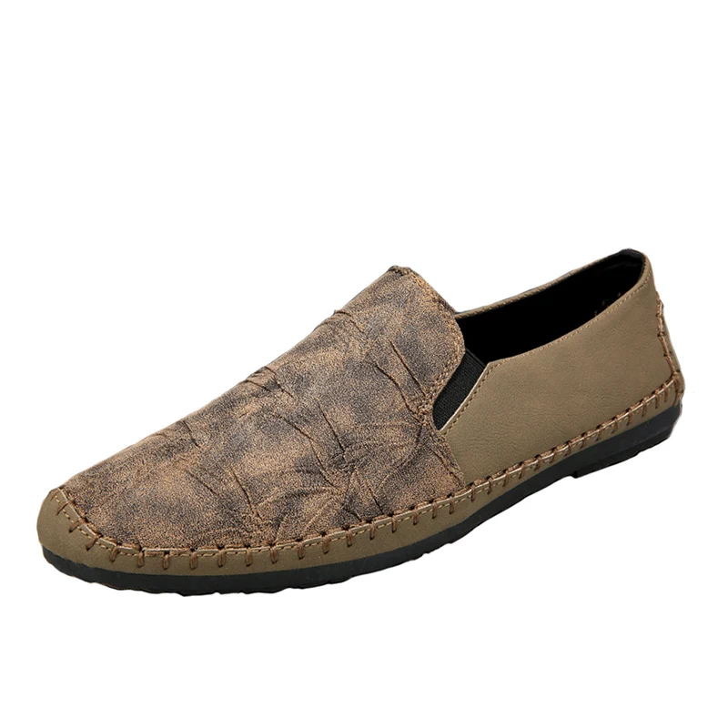 2019 New Men Lazy Leather Single Shoes Male Spring Black Peas Trend Breathable Driving Casual | Обувь