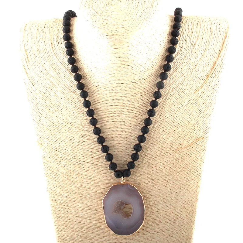 MOODPC модные богемные ювелирные изделия лавовые камни длинное узелковое серое