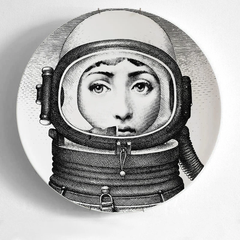 3 10-дюймовая шпилька для Fornasetti таблички для дома украшения Рождественские украшения для ужина пластина декоративная настенная посуда черный, белый цвет настенные тарелки - Цвет: 3