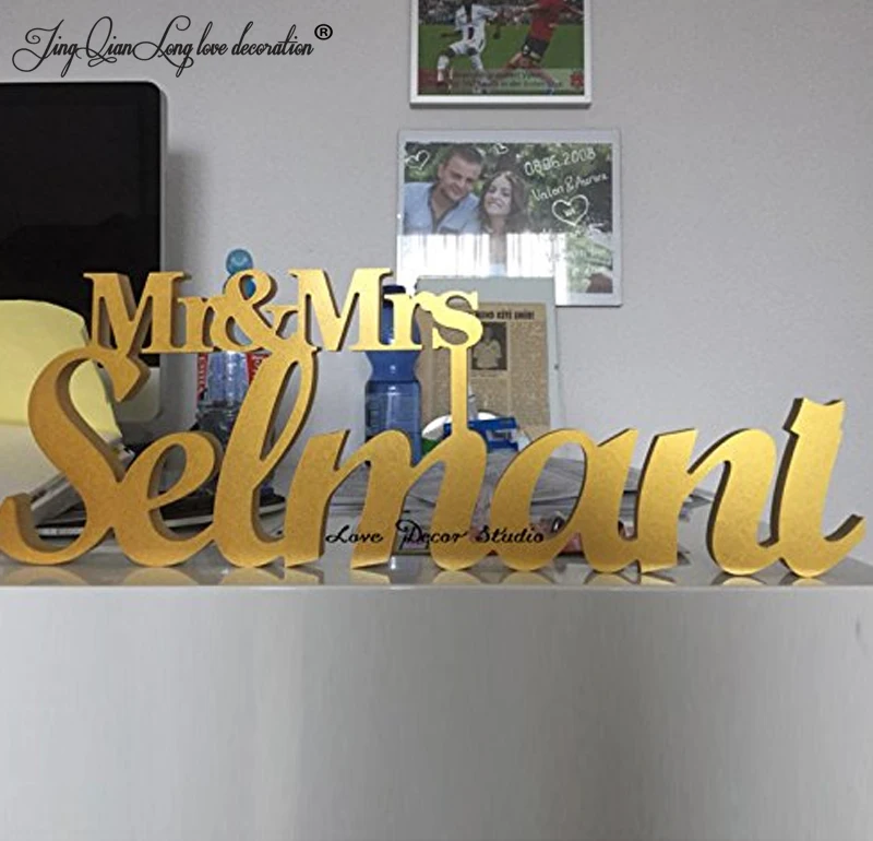 Custom whit gift letter Mr and Mrs LAST NAME, Wedding, Wedding Sign, Mr& Mrs Last Name Table Sign, Wedding Decor 6" tall