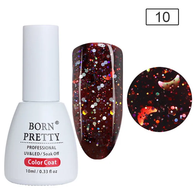 Born pretty, голографическая Блестки УФ-Гель-лак Звезда Луна Bling Блеск замачивается длительного действия Гель-лак маникюрный лак 10 мл - Цвет: Color 10