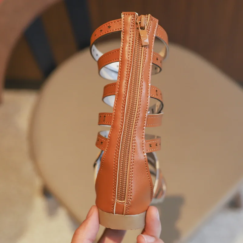 Детские сандалии гладиаторы высокие римские сапоги из искусственной кожи