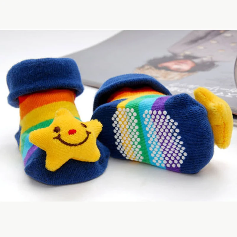 6pair Free Shipping Lovely Cartoon Baby Socks Anti Slip Cotton With Animal Unisex Outdoor Slipper Shoes Newborn 0-9 Month Gift |
